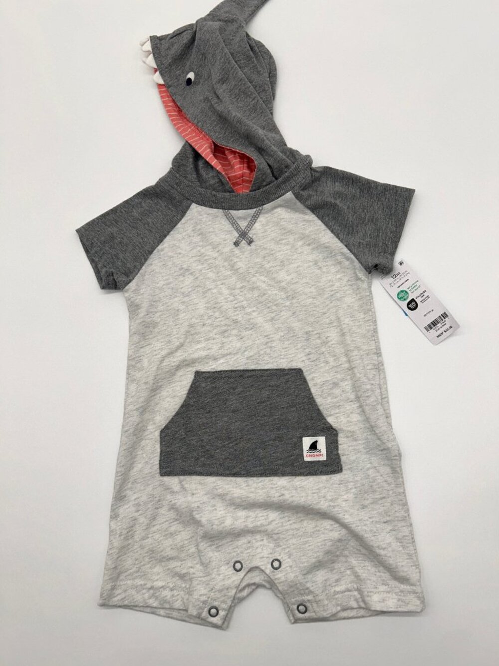 NWT Carter's BoysShark Romper with Hood